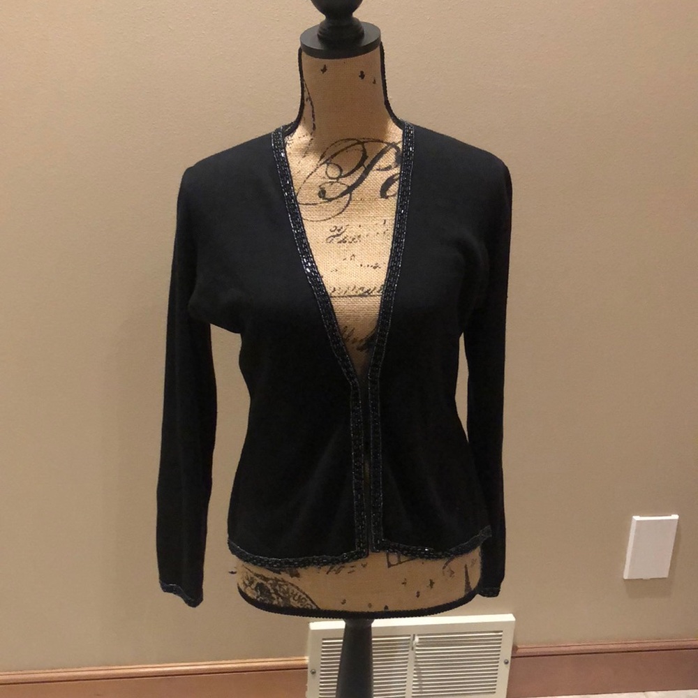 Petite Embellished Black Cardigan